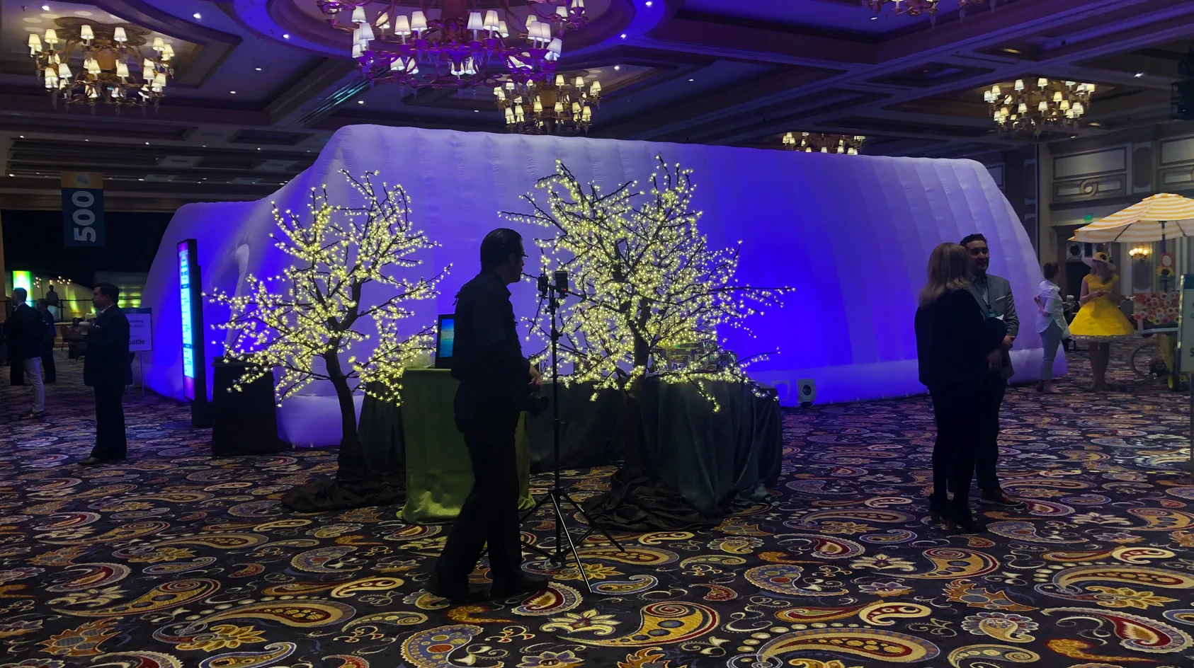 Pic showing a Created By Air Cuberamic with blue LED lighting at an event in Las Vegas