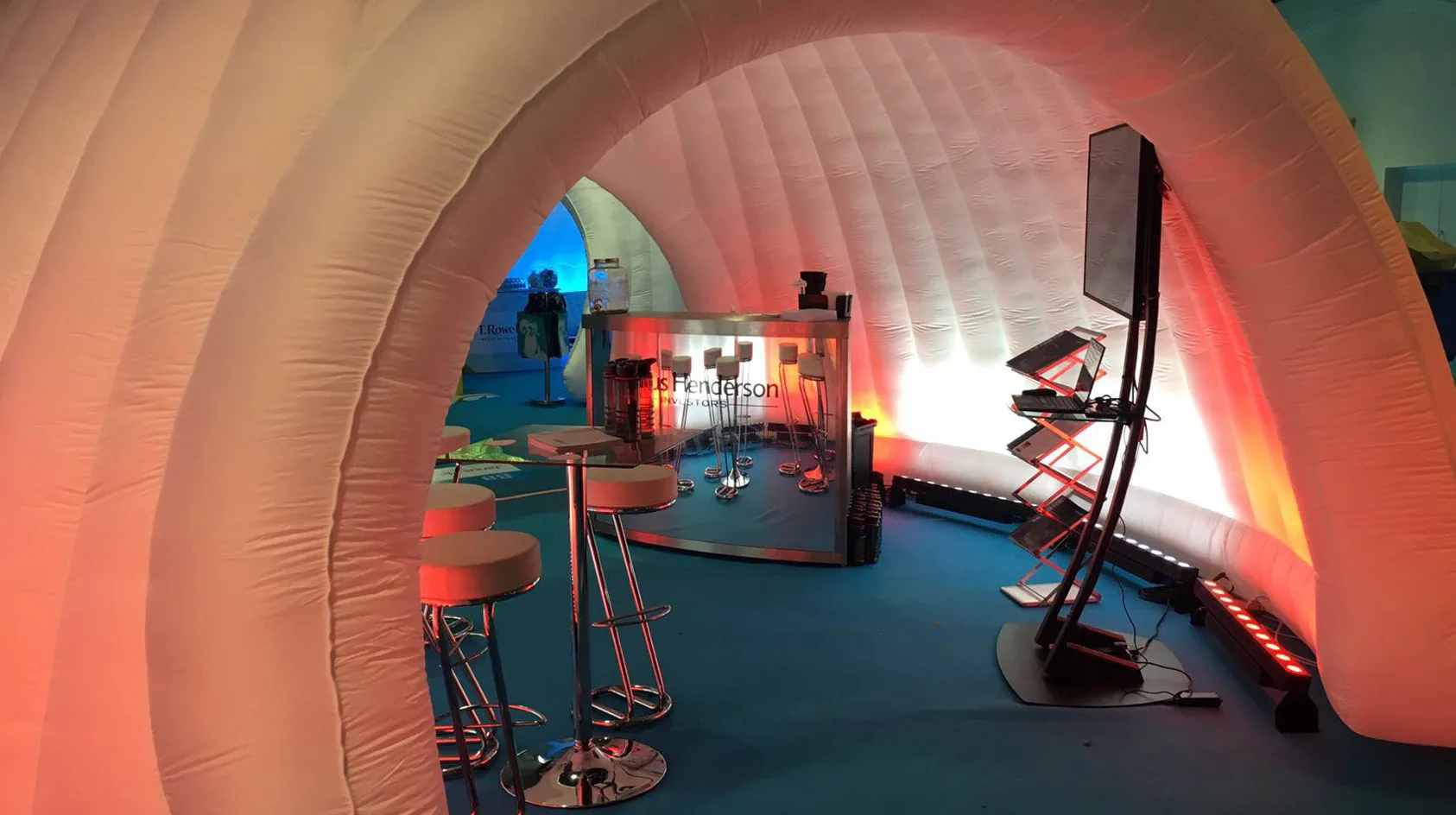 Pic showing the inside of a Created by Air inflatable event structure highlighting the versatility of the internal space
