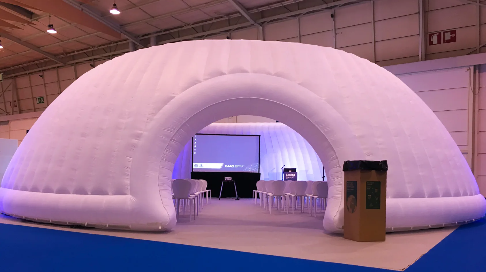 Pic showing the outside of a mid-sized Panoramic  inflatable event structure setup in Lisbon