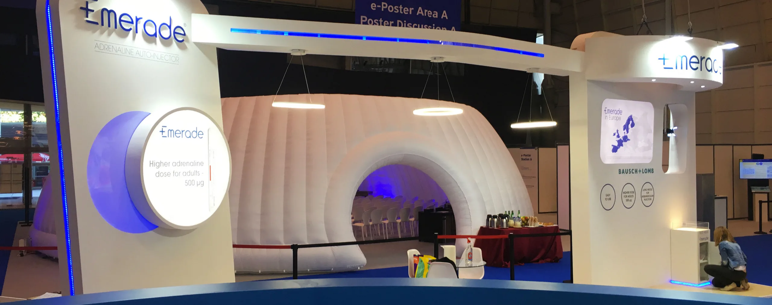 Pic showing a Created By Air Panoramic inflatable structure setup as a breakout at the Lisbon event