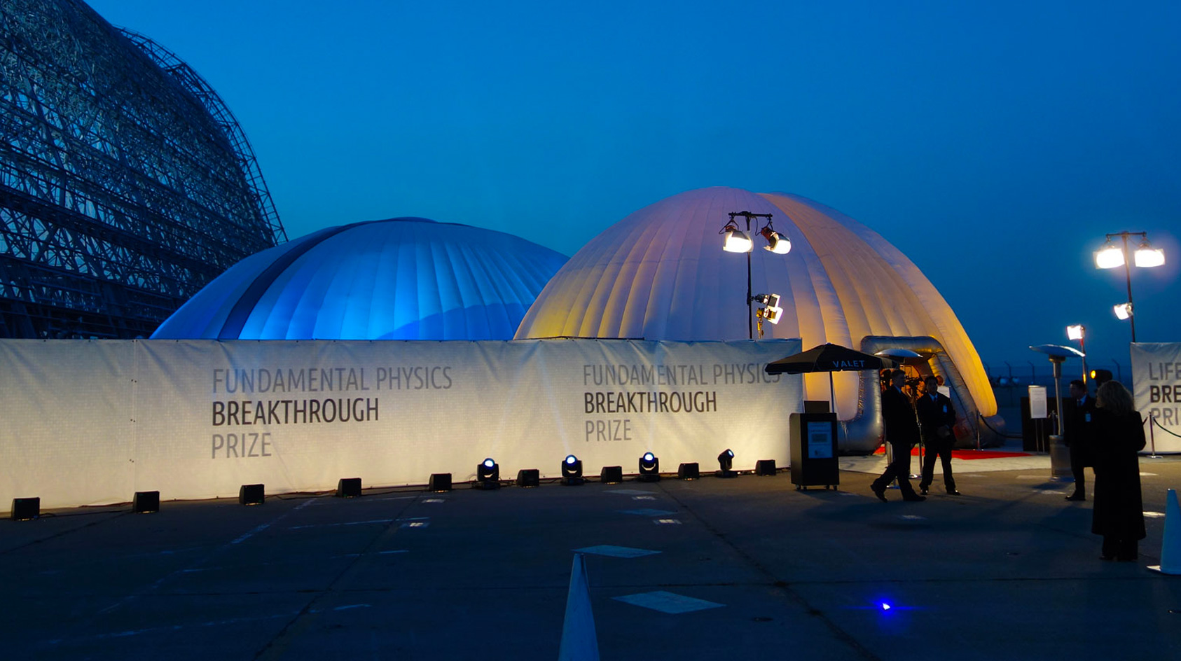 Pic showing two Created By Air domes being used for a reception at the Life Sciences Awards at the NASA Centre