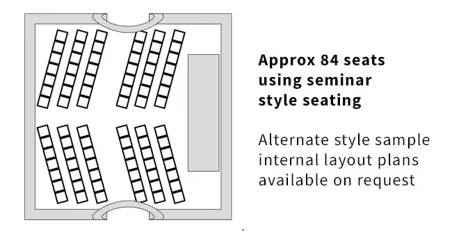 Seating plan for a 10m x 10m Created By Air Cuberamic temporary inflatable event structure