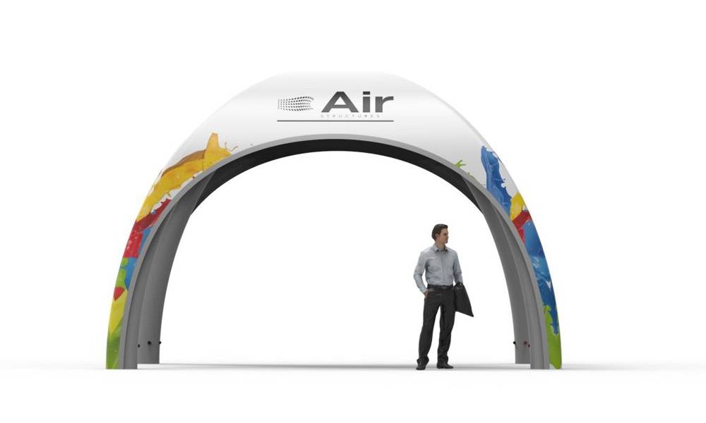 Render showing a Created By Air X Tent from the front