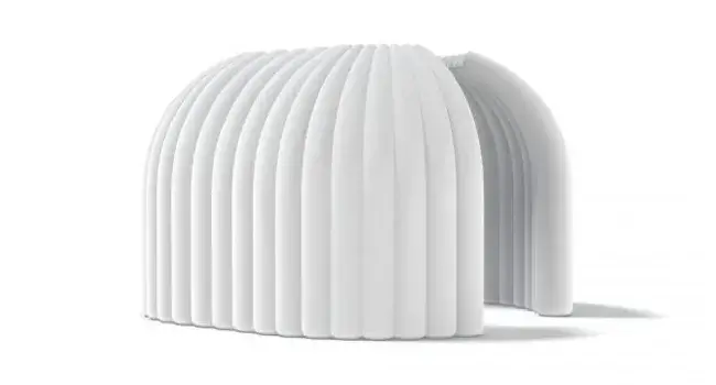 Render of a 4m x 3m Created By Air Office temporary inflatable event structure seen from the front