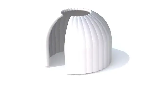 Render of a 3m x 3m Created By Air Office temporary inflatable event structure seen from an angle