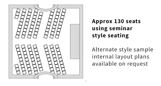 Seating plan for a 12m x 12m Created By Air Cuberamic temporary inflatable event structure