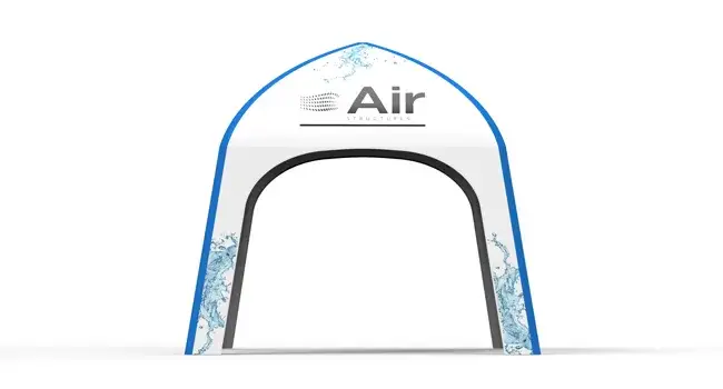 Render of a Created By Air Air Canopy Yurt from the side with walls open