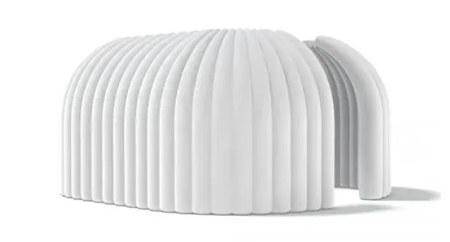 Render of a 5m x 4m Created By Air Office temporary inflatable event structure seen from the front